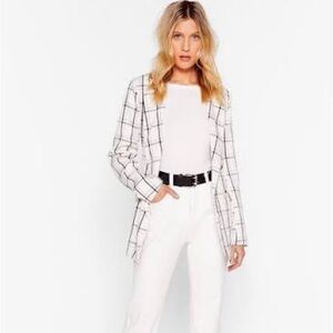 Nasty Gal Collection You Check It Grid Plaid Double Breasted Tailored Blazer 4